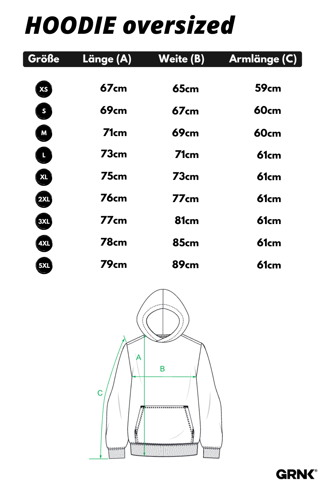 Oversized Hoodie - GRNK Core - All Black